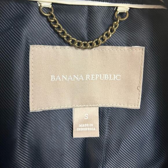 Banana Republic Blue Floral Field True Navy Jacket Belted Office Career Size S - Picture 8 of 9